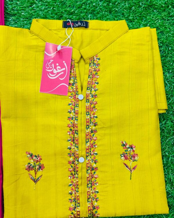 Yellow - Floral Embroidered Women Top