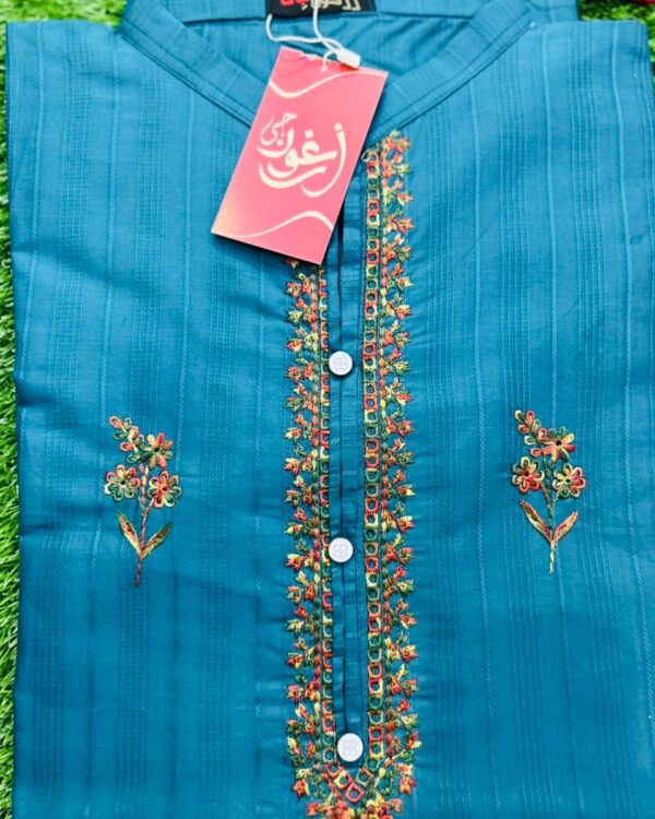 Blue - Floral Embroidered Women Top