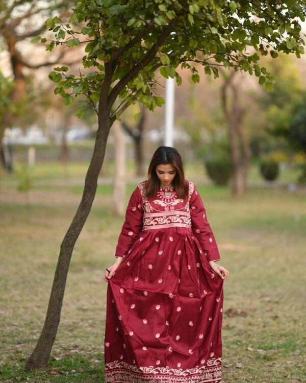 Zargoon Festive Maxi Dress – Royal Maroon